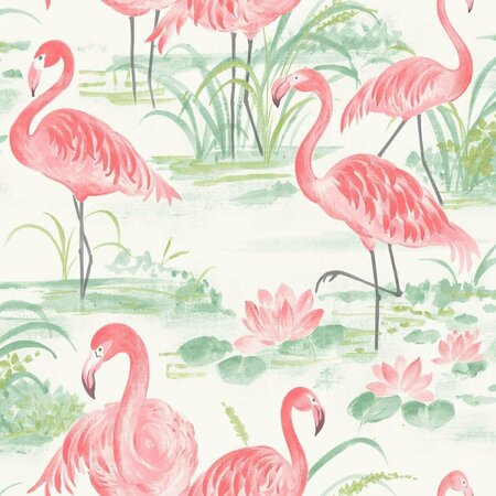 NUWALLPAPER Flamingo Beach Peel & Stick Wallpaper Pink NUS3679
